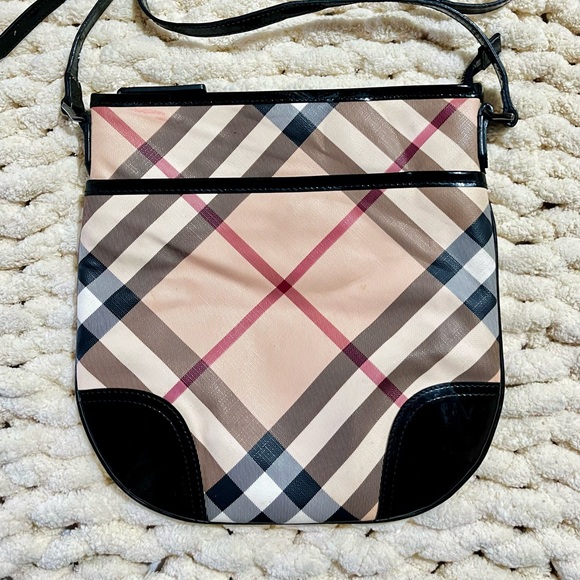 BURBERRY Dryden Supernova Check Coated Patent Leather Shoulder Crossbody Bag - Picture 10 of 14